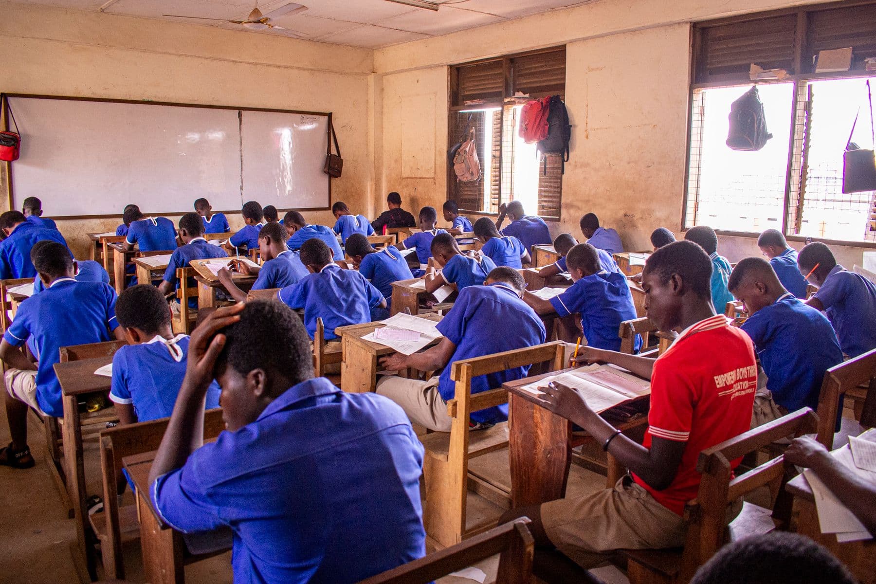 Students sitting a written examination